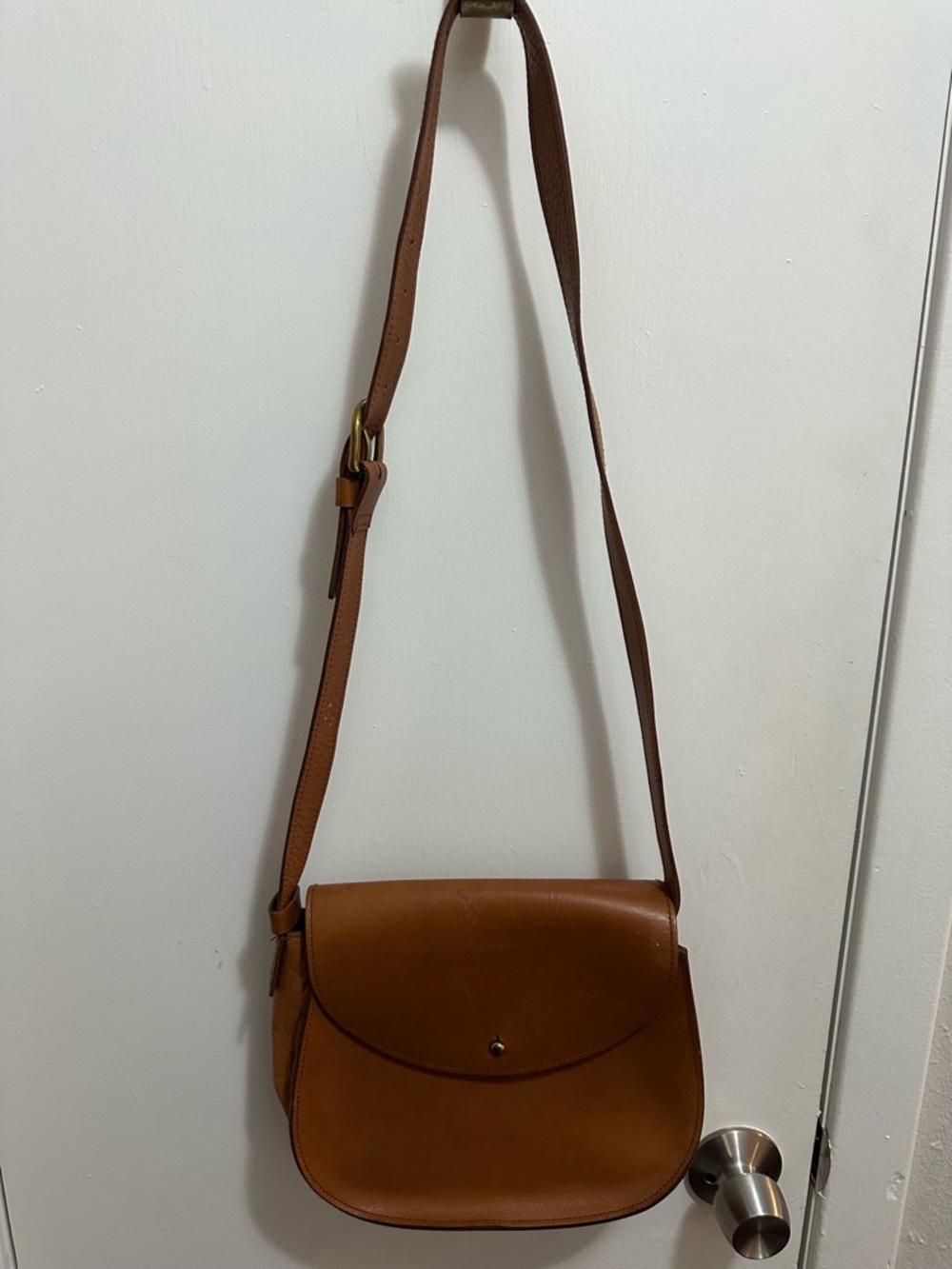 Madewell Tan Leather Crossbody Saddle Bag